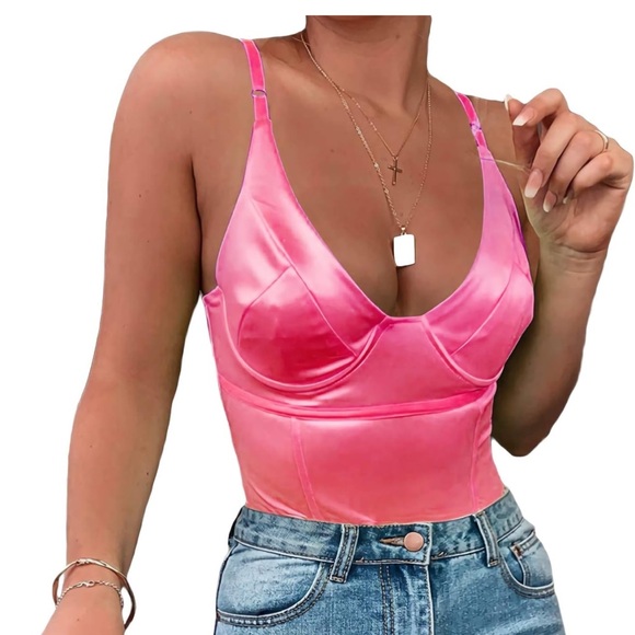 SHEIN Tops - 💗 *NWOT* SHEIN‎ - Women’s Satin Bodysuit